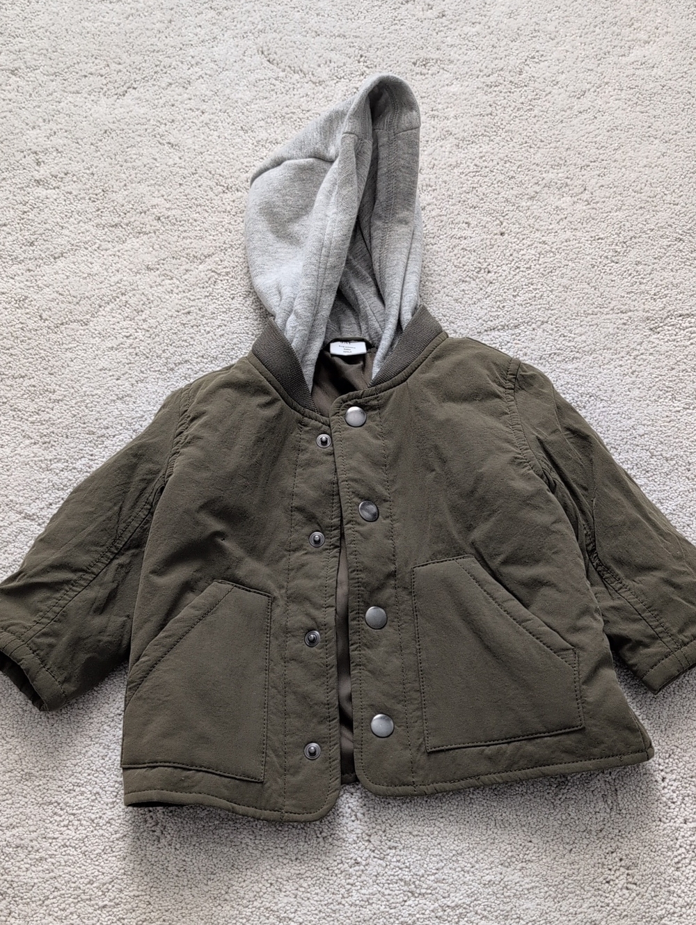 Gap Toddler Olive Green Hooded Jacket 6-12m